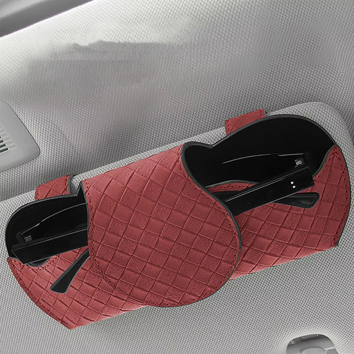 Plush Plaid Leather Car Sunglasses Holder