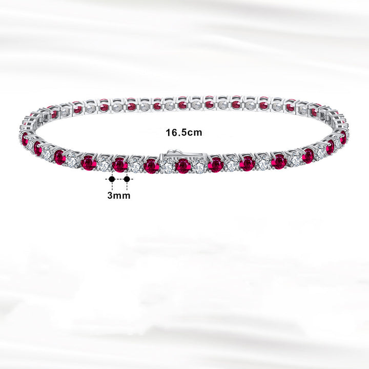 Women's Red Zircon Single Row Bracelet