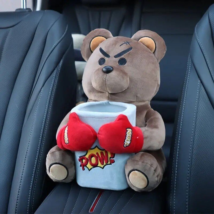 Cute Cartoon 2-in-1 Car Tissue & Trash Holder - Multi-functional Armrest Storage Accessory