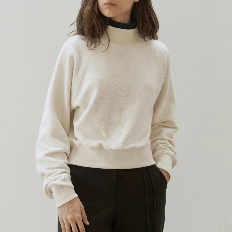 Chic Turtleneck Cotton Hoodie for Women