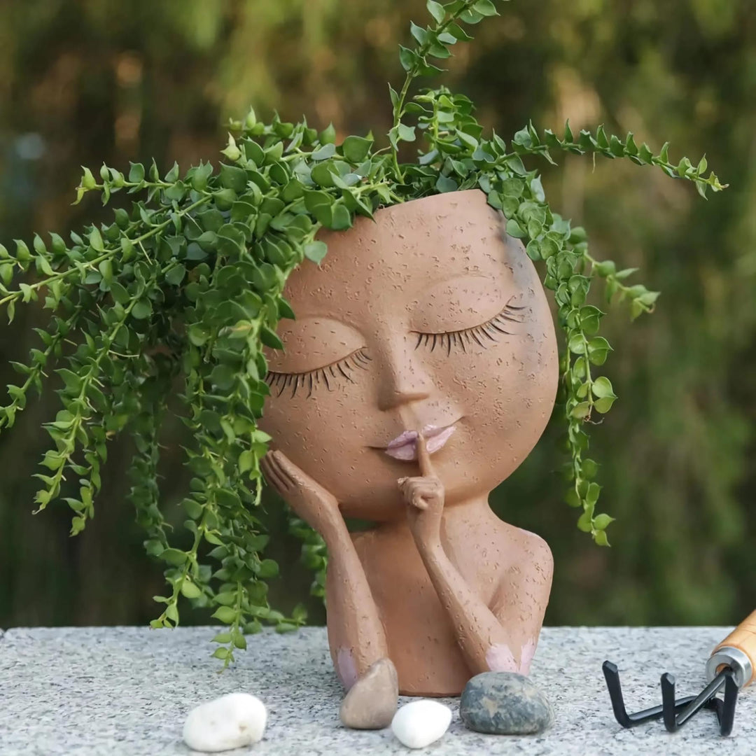 Unique Lady Face Plant Pot with Drainage Hole