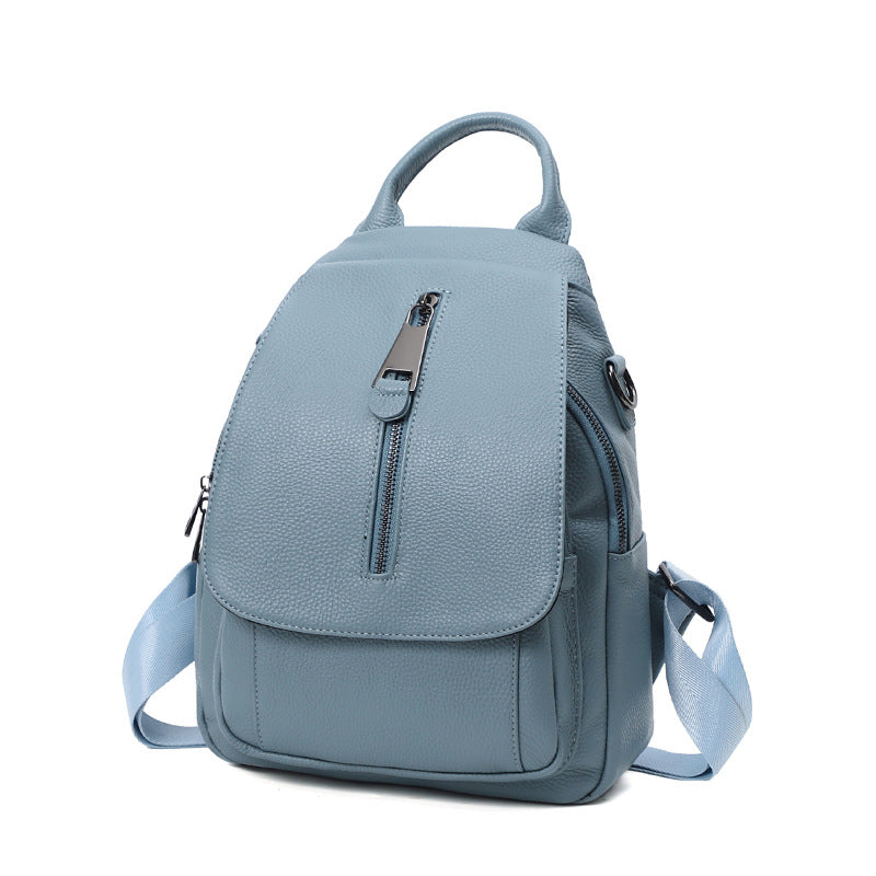 Anti Theft Leather Travel Women's Multi-layer Backpack