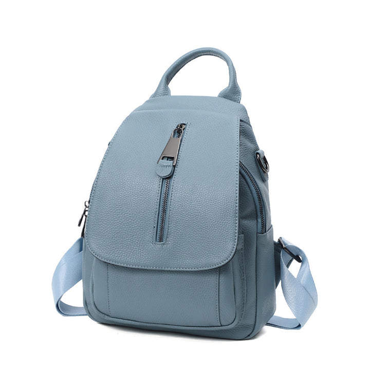 Anti Theft Leather Travel Women's Multi-layer Backpack