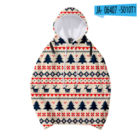 Christmas Element Printed Detachable Hooded Loose Women's Sweater