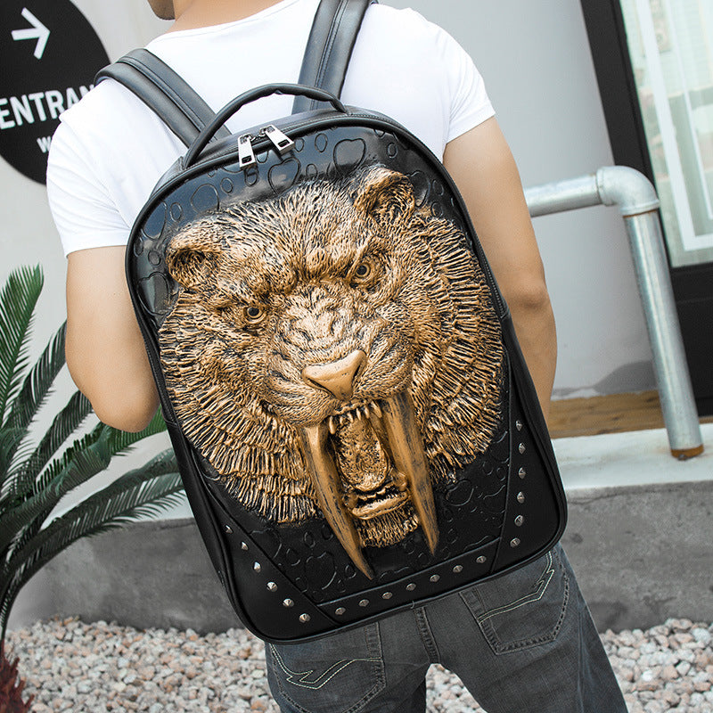 Embossed Three-dimensional Tiger Head Animal Travel Backpack Student Trend Schoolbag