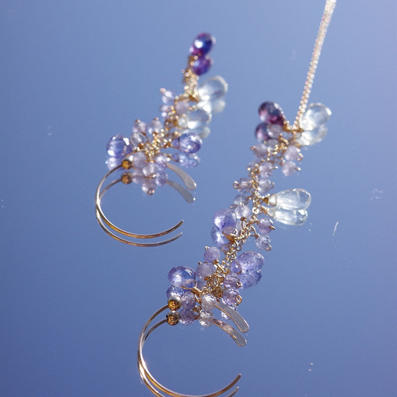 Natural Tanzanite Sea Blue Asymmetric Earrings