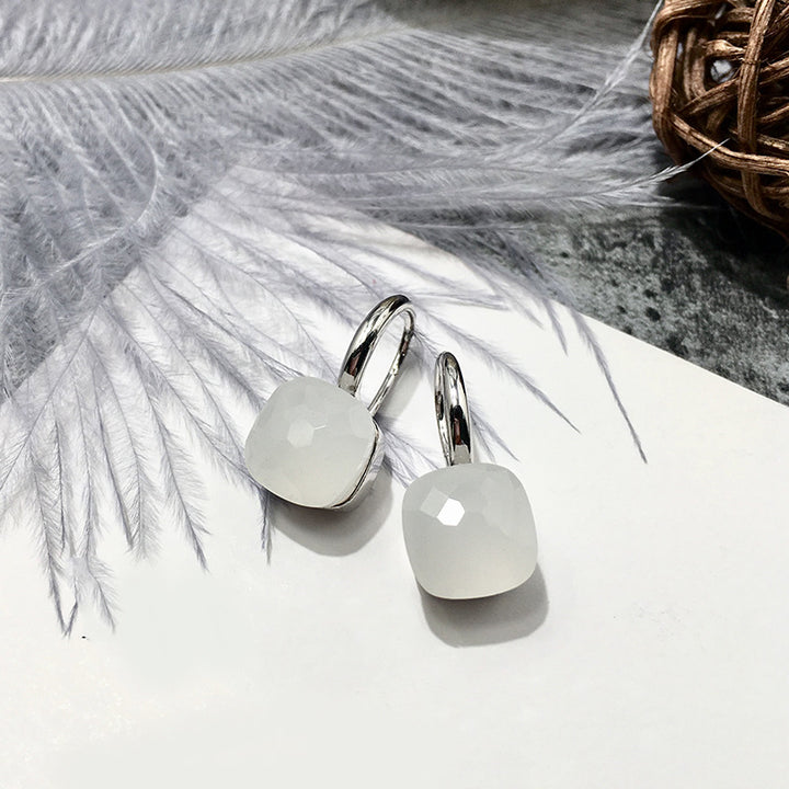 Colored Stone Natural Crystal Women's Earrings Diy French
