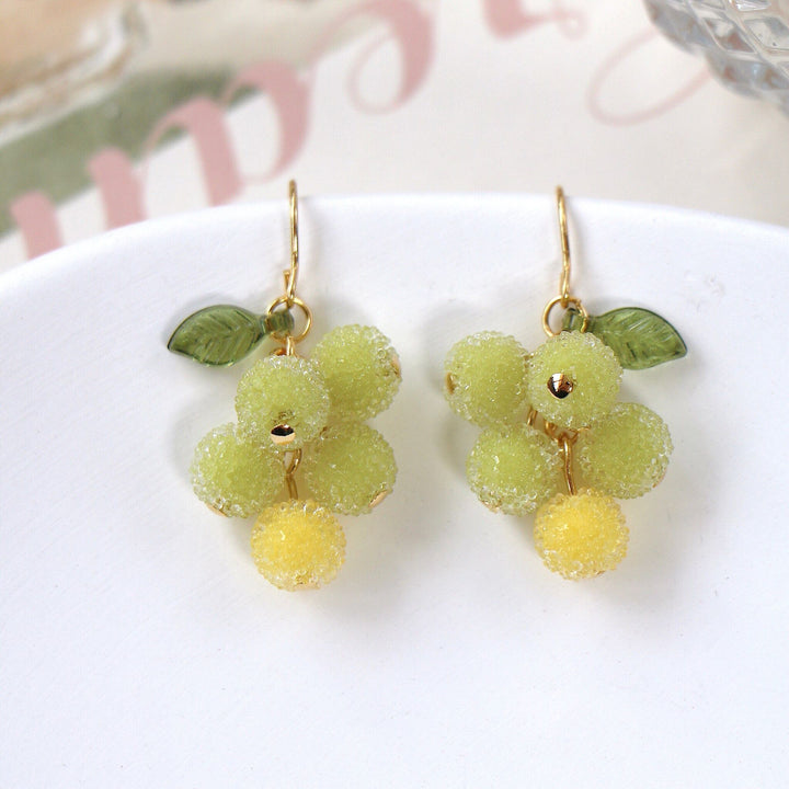 Frosted Berry Fruit Grape Earrings