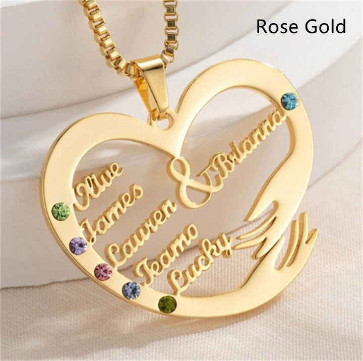 Women's Fashion Simple Birthstone Heart-shaped Pendant Necklace