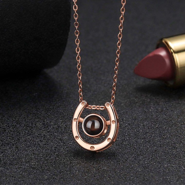 S925 Silver Projection In 100 Languages Simple Niche Design Advanced Horseshoe Necessities