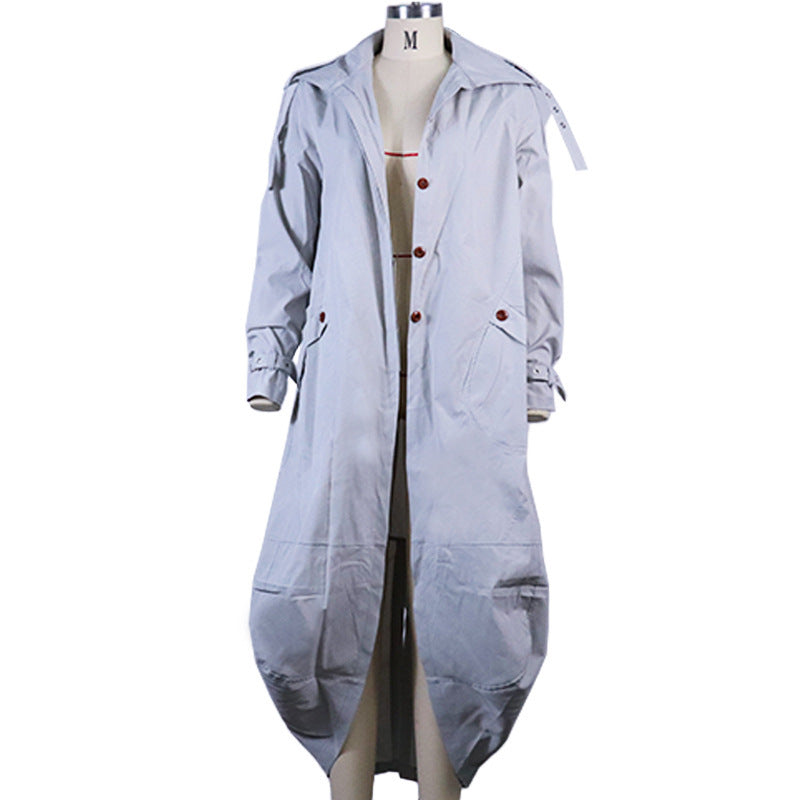 Temperament Niche Personality Casual Large Lapel Mid-length Trench Coat