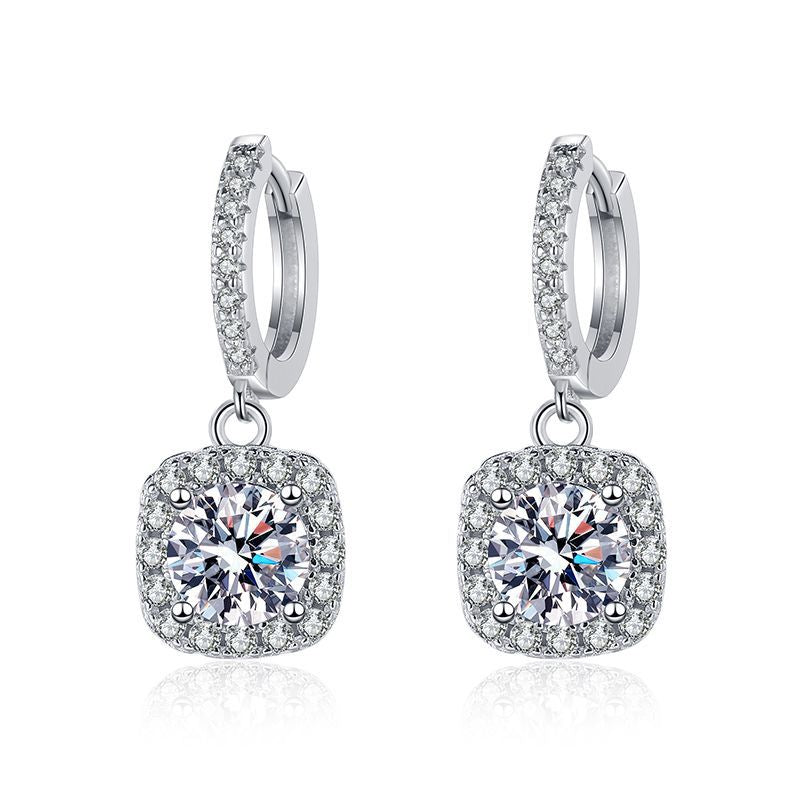 Women's Fashion Silver Mossstone Earrings