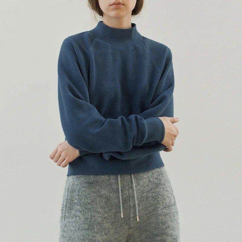 Chic Turtleneck Cotton Hoodie for Women