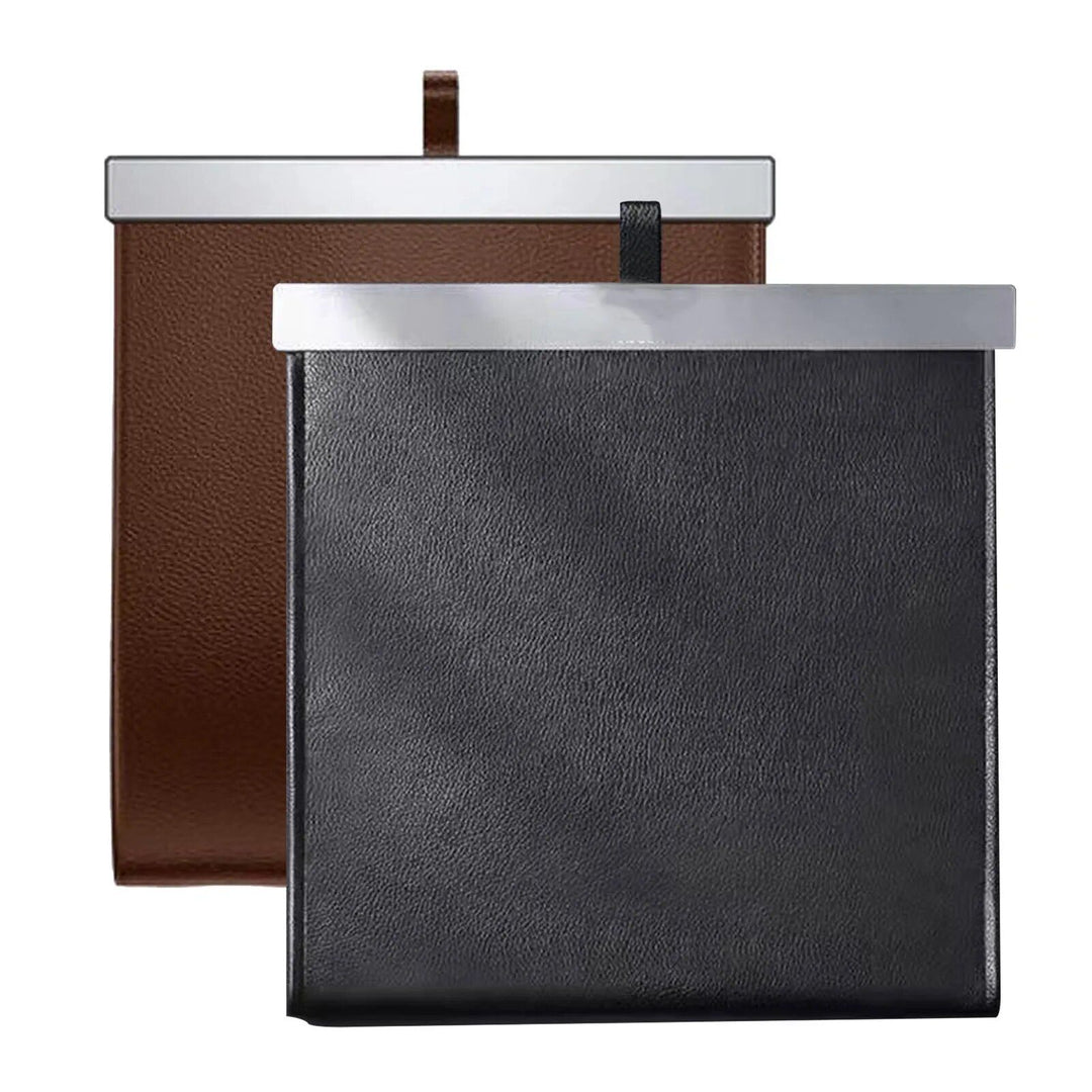 Luxury Waterproof Leather Car Trash Bin - Easy Install, Space-Saving & Magnetic Closure