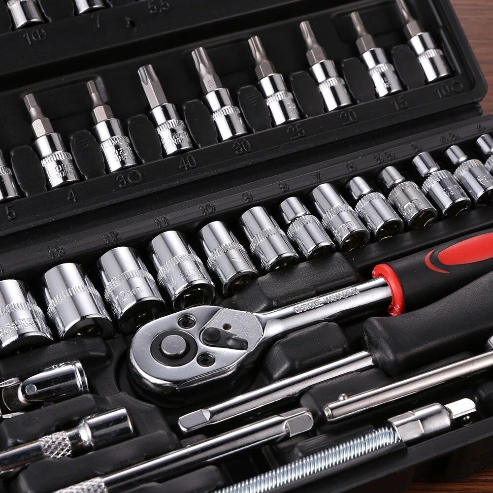 Professional 46-Piece Socket Wrench Set – Versatile Tool Kit for Car and Home Repair