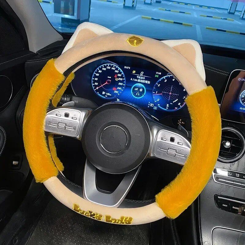 Colorful Plush Winter Steering Wheel Cover