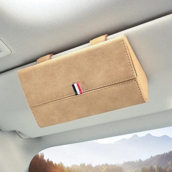 Luxury PU Leather Car Visor Sunglasses Holder