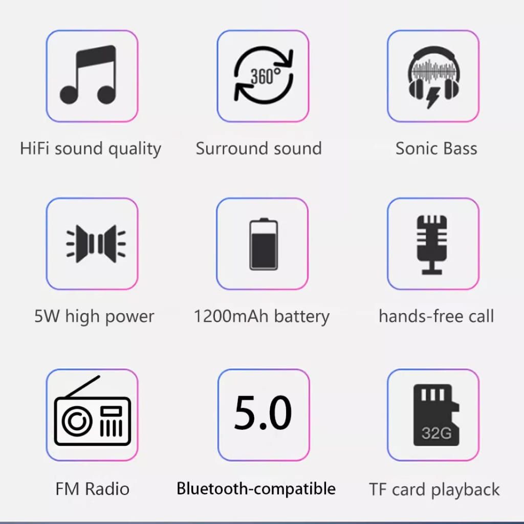Portable Super Bass Bluetooth Speakers with FM Radio and Aux