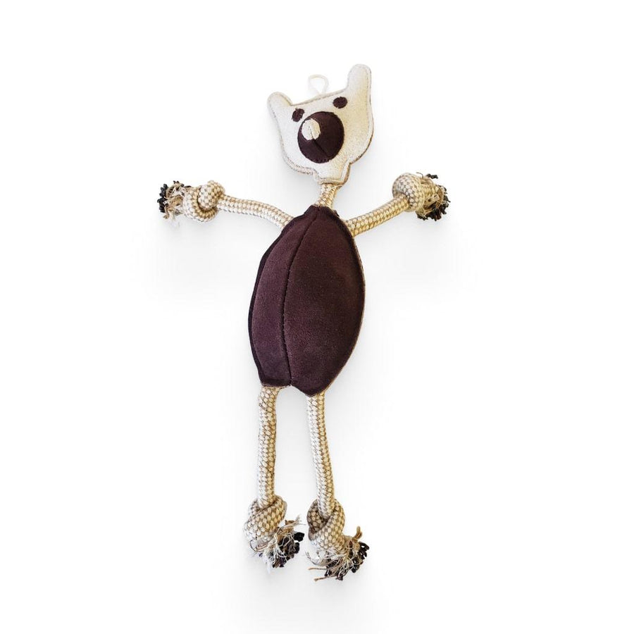 Jute and Leather Tug Bear Dog Toy - MRSLM