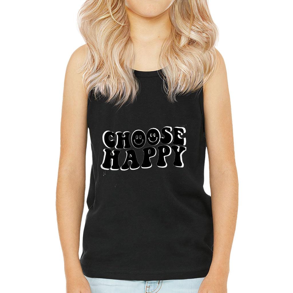 Choose Happy Kids' Jersey Tank - Trendy Sleeveless T-Shirt - Printed Kids' Tank Top - MRSLM