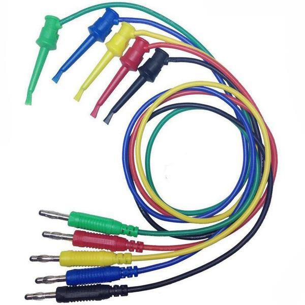 DANIU 1PCE 4mm Banana Plug to Copper Dual Test Hook Clip Cable Lead Wire 100cm - MRSLM