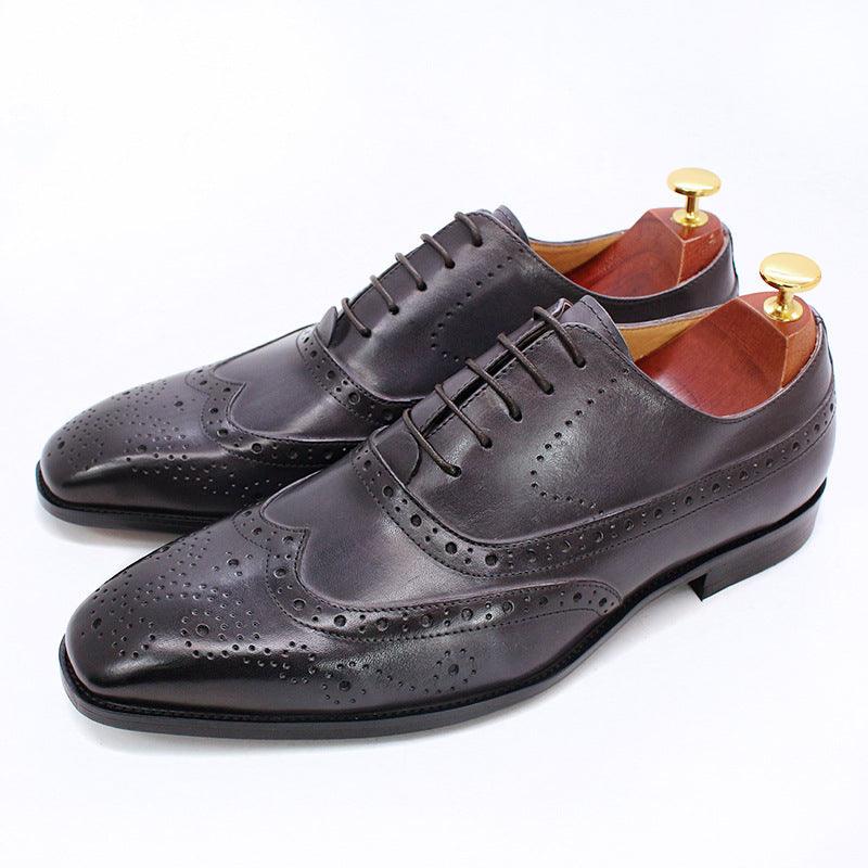 Men's Classic Japanese Leather Shoes Brogue Carved Hollow - MRSLM