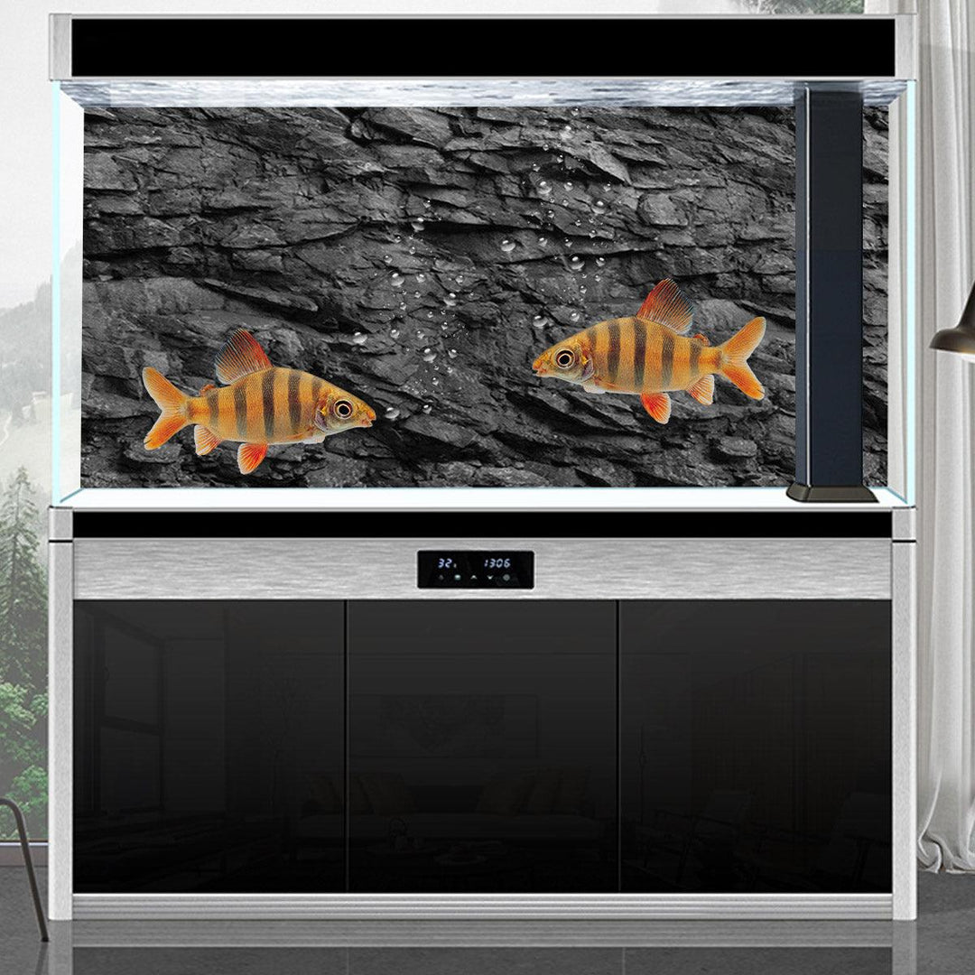 Dark Gray Rock Stone Aquarium Background Fish Tank Decorations Picture Adhesive Poster Home Office Decor - MRSLM