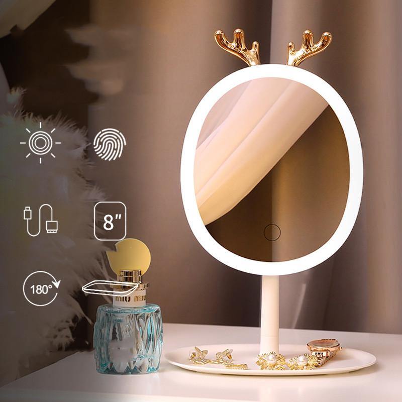 LED Smart Makeup Mirror Antler Design with Wireless Charging - MRSLM