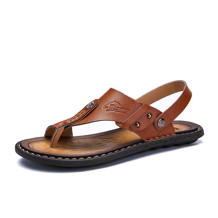 Men's two-toed leather plus-size sandals - MRSLM