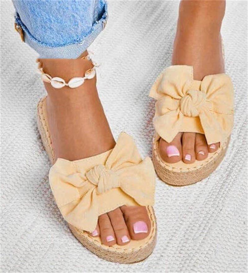 Bowknot flat slippers women's pedal lazy shoes - MRSLM