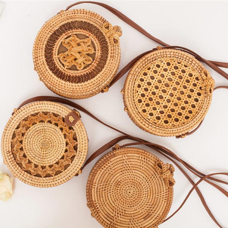 Natural PU small round straw bag - MRSLM