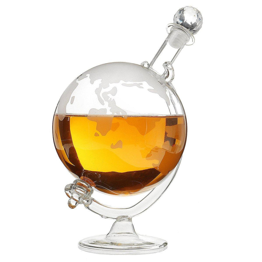 1L Whiskey World Globe Glass Crystal Decanter Liquor Spirits Bottles Gift - MRSLM