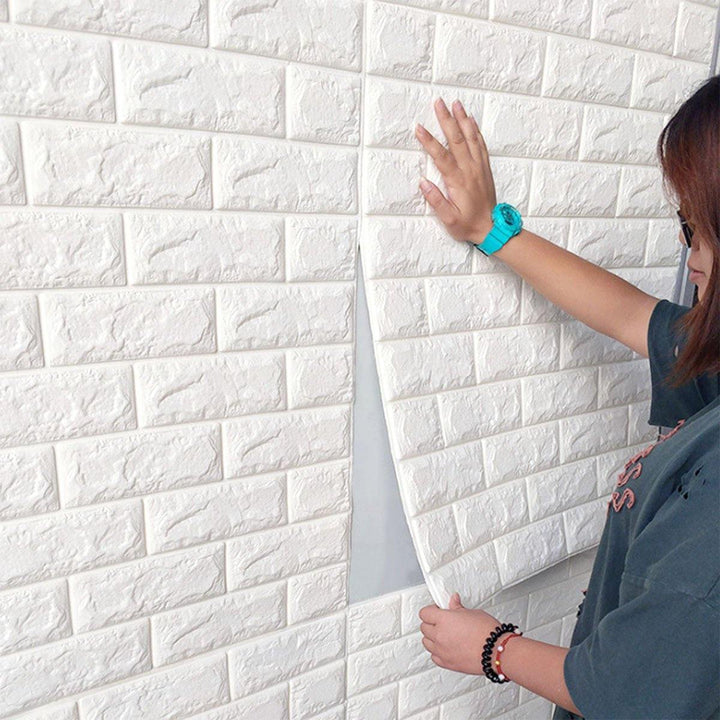 Large 3D Waterproof Tile Brick Wall Sticker Self-adhesive Foam Panel 70*77cm House Decor - MRSLM