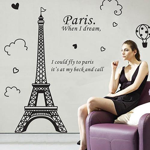 Fashion Eiffel Tower Letter Heart Wall Art Sticker Decal Home Bedroom DIY Decor - MRSLM