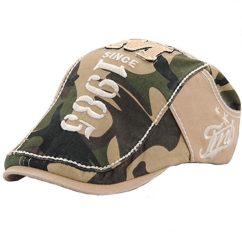 Men Outdoor Adjustable Camouflage Splicing Letter Sun Hats Peaked Caps Beret - MRSLM