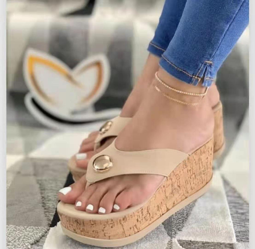 New Women's Slippers Women's Wedge Heel Flat Flip Flop Sandals - MRSLM