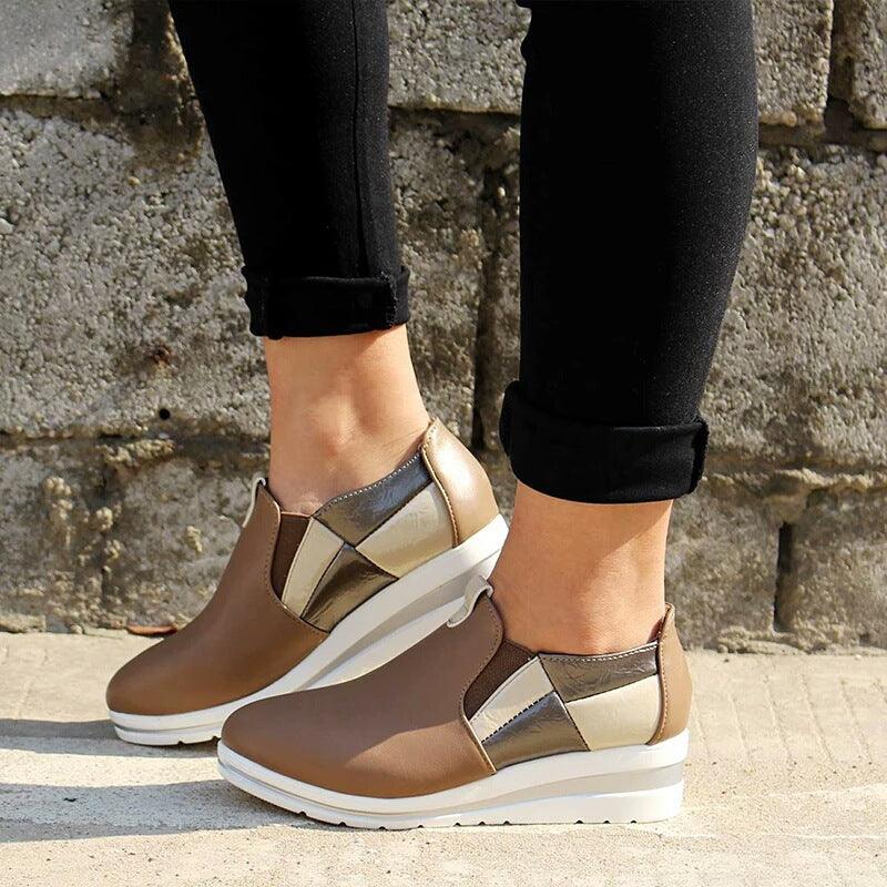 Plus Size 2020 Spring And Summer New Single Shoes Women'S Wedge Heel Color Matching Platform Loafers Sports Women'S Shoes - MRSLM