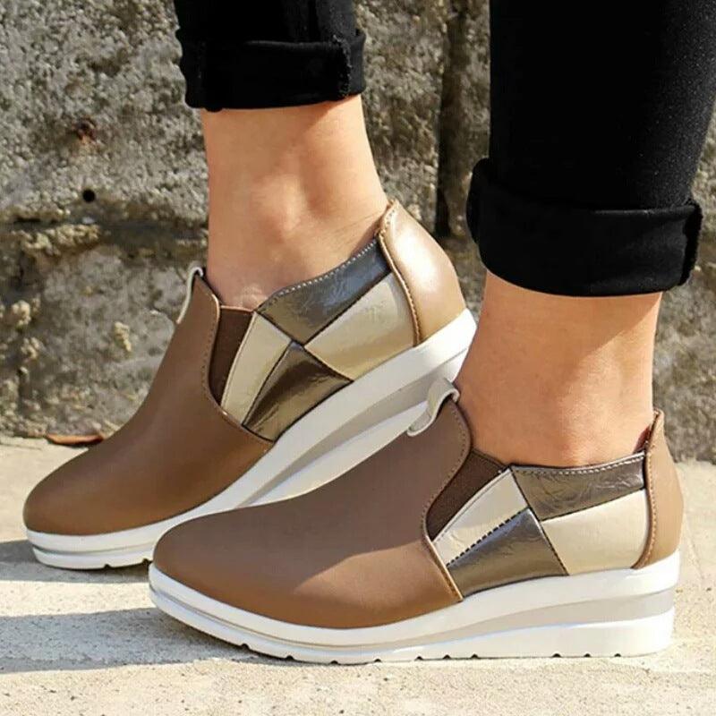 Plus Size 2020 Spring And Summer New Single Shoes Women'S Wedge Heel Color Matching Platform Loafers Sports Women'S Shoes - MRSLM