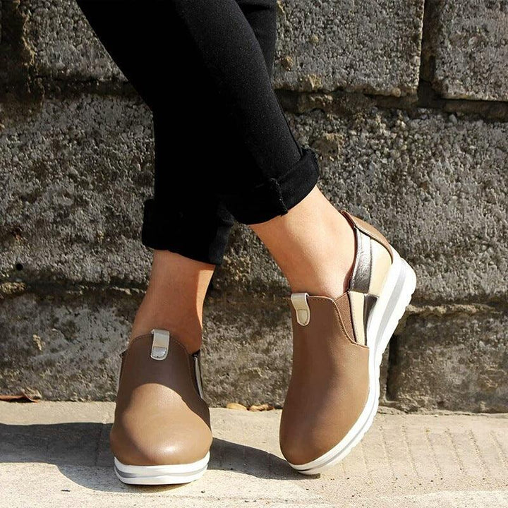 Plus Size 2020 Spring And Summer New Single Shoes Women'S Wedge Heel Color Matching Platform Loafers Sports Women'S Shoes - MRSLM