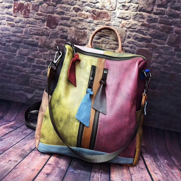 Women Backpack Cowhide Leather Backpacks Casual - MRSLM