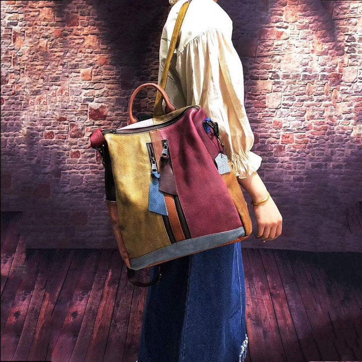 Women Backpack Cowhide Leather Backpacks Casual - MRSLM