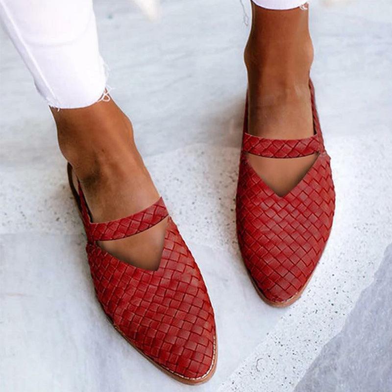 Summer New Style Sandals Flat Shoes Pointed Toe Woven Women's Shoes - MRSLM