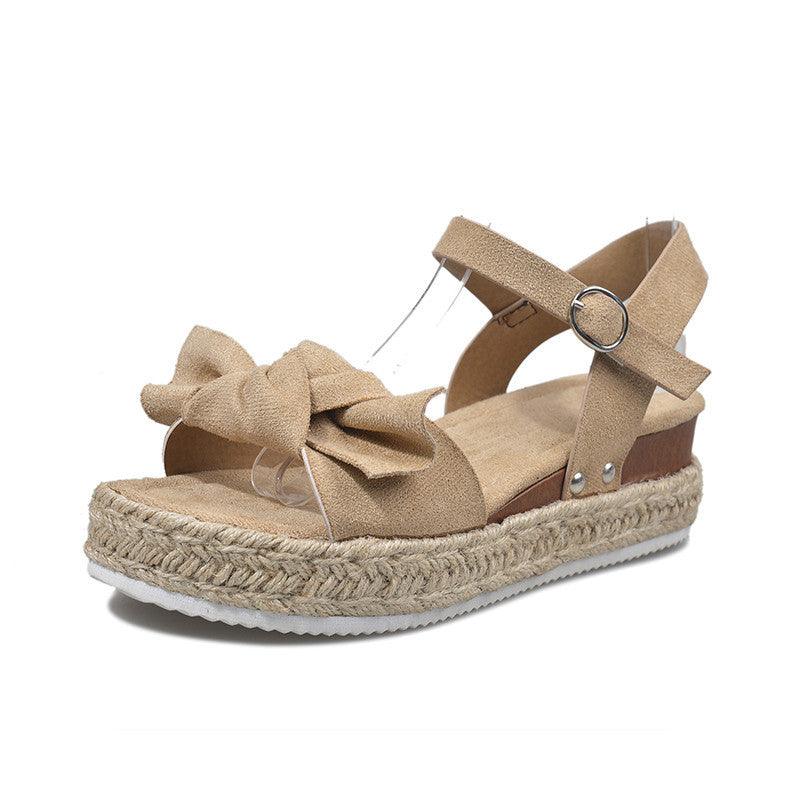 Women's Sandals With Flat Hemp Rope - MRSLM