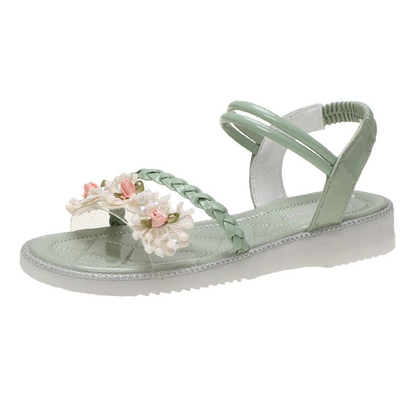 Summer New Style Flat Bottomed Sandals With Flowers Fashion Casual Shoes Women - MRSLM