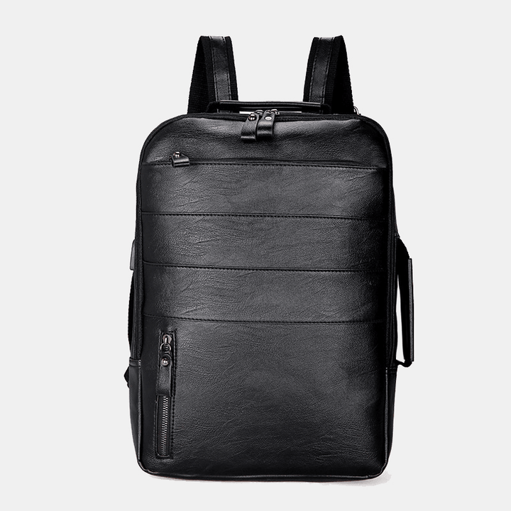 Men Faux Leather Large Capacity Backpack Handbag - MRSLM