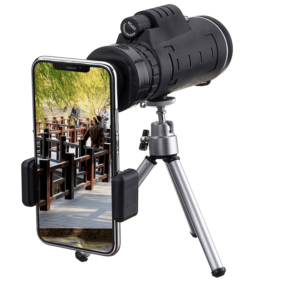 Ipree® 40X60 Monocular Optical HD Lens Telescope + Tripod + Mobile Phone Clip Handheld Night Vision Monocular for Hunting Camping - MRSLM