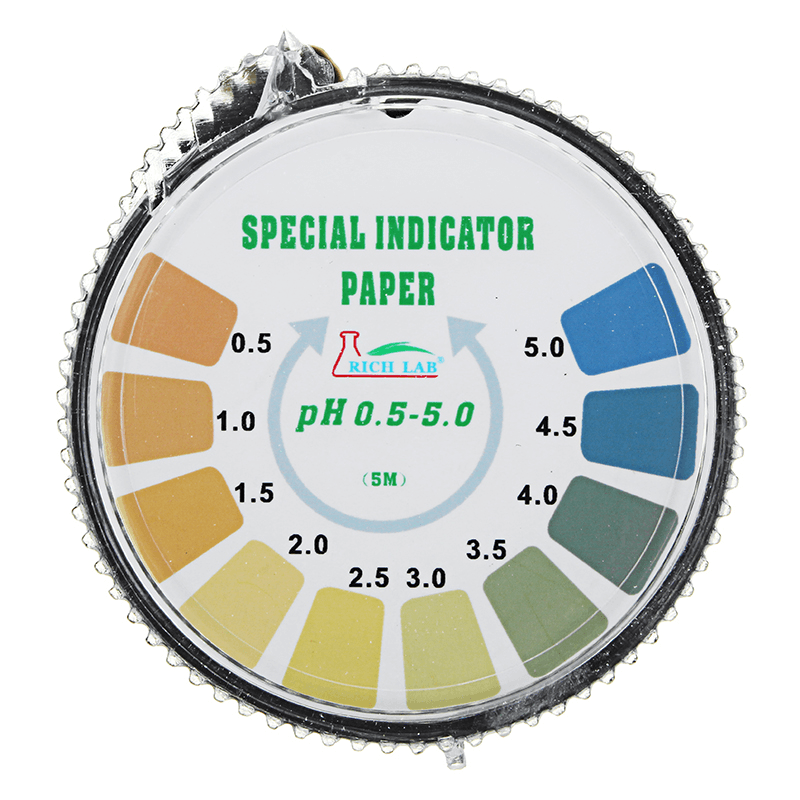 Precision PH Test Strips Roll Short Range 0.5-5.0 Indicator Paper Tester Dispenser Color Chart 5M/16.4 Ft - MRSLM