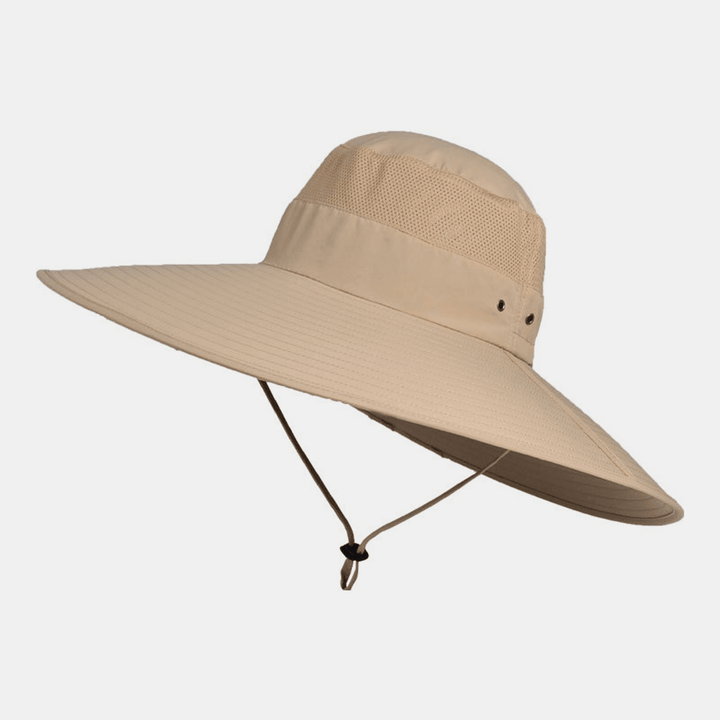 Mens Bucket Hat Waterproof Mesh Breathable Sunshade Cap Oversized Brim with String for Outdoor Fishing Hat Climbing - MRSLM