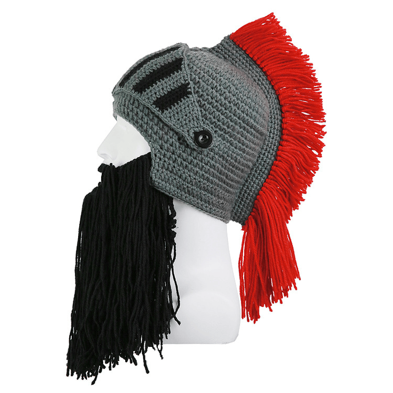 New Adult Red Crown Roman Knight Mustache Hat - MRSLM