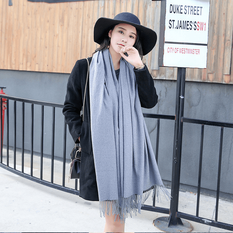 Scarf Women Autumn and Winter Tassels Thick Wild Long Style Korean Warm Shawl - MRSLM